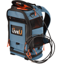 LiveU LU600 in its ready-to-go backpack with antennas and cabling.