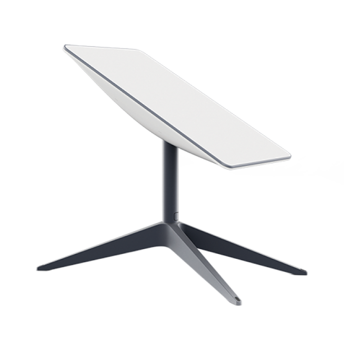 Starlink flat antenna on its stand.